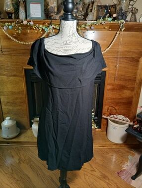 Charles Henry Black Off-Shoulder Mini Dress